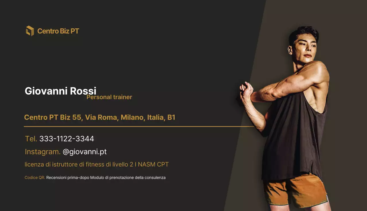 Biglietto da visita moderno per il fitness nero