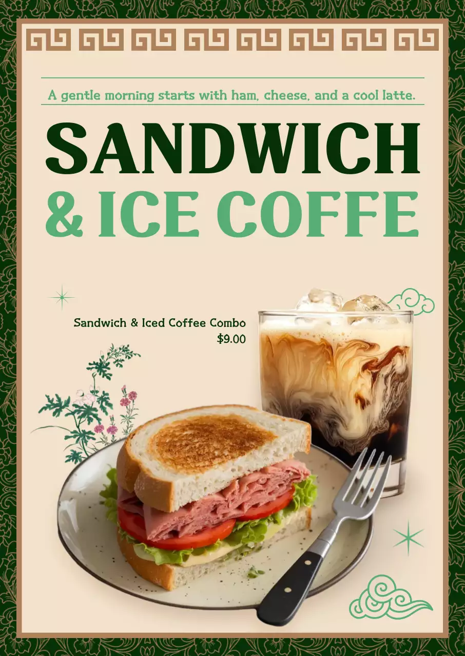 Green Traditional Cafe Menu