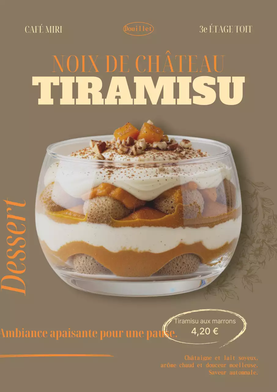 Publicité pour un dessert moderne beige
