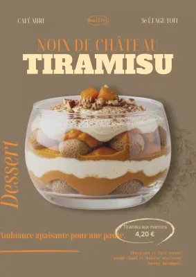 Publicité pour un dessert moderne beige