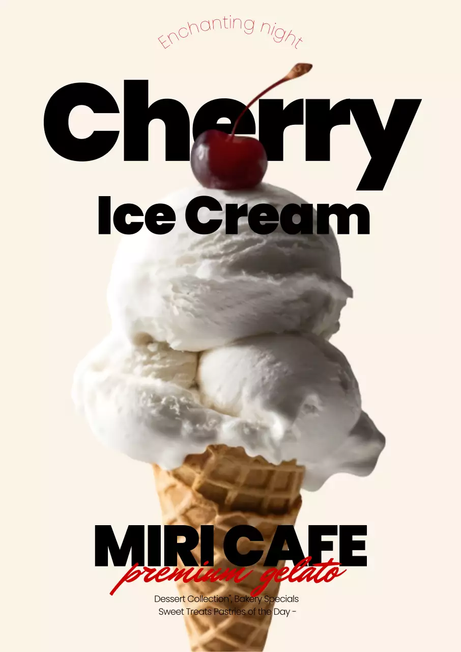 Blue Modern Ice Cream Ad