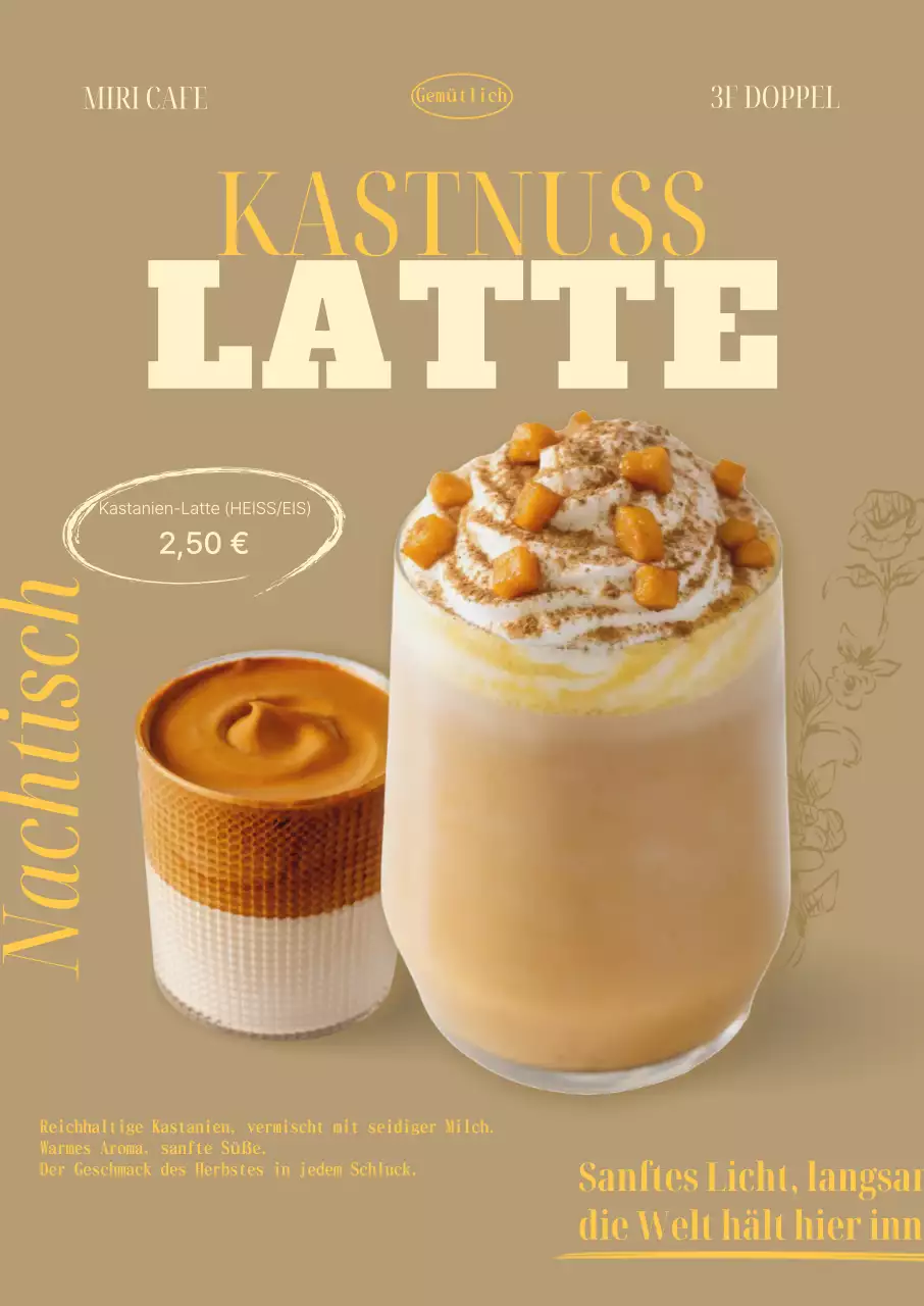 Beigefarbene moderne Café-Werbung