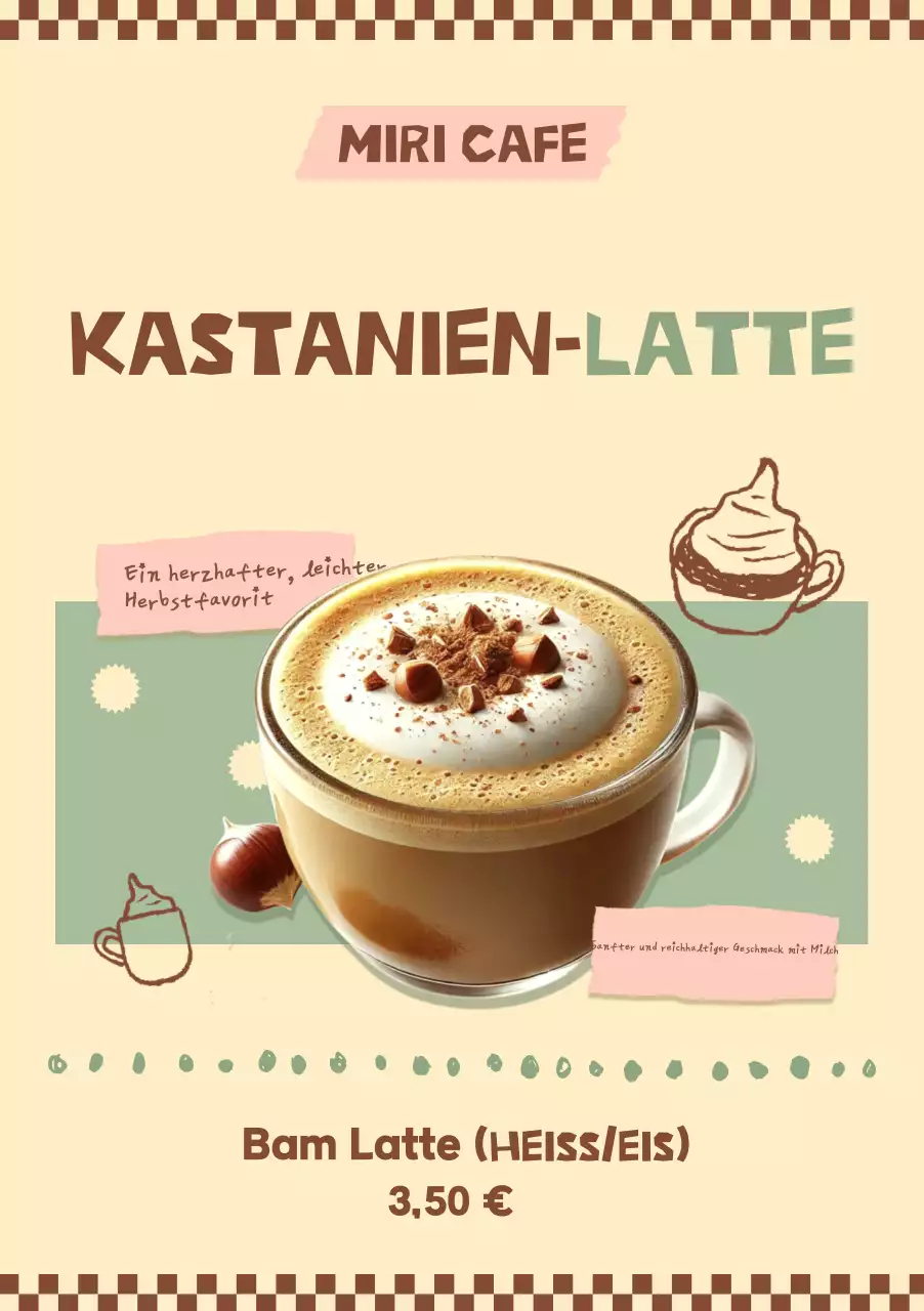 Beige Vintage Café-Werbung
