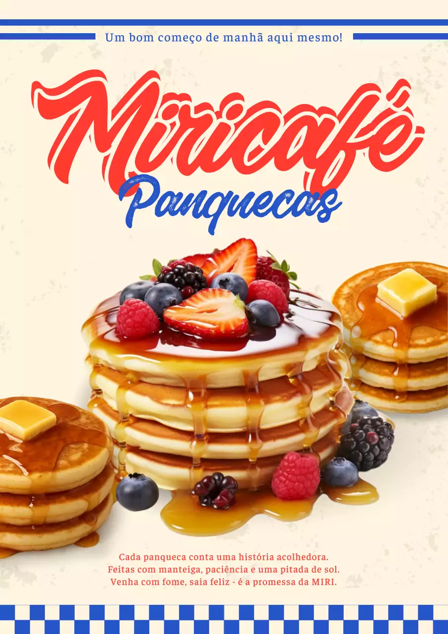 Anúncio de panqueca pop art bege