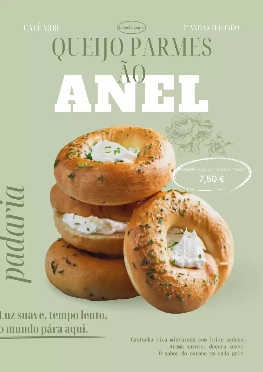 Anúncio de padaria moderna cáqui