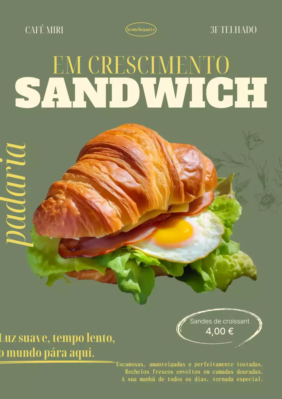 Anúncio de padaria moderna cáqui