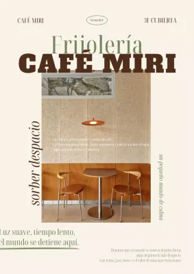 Anuncio de cafetería sencilla beige