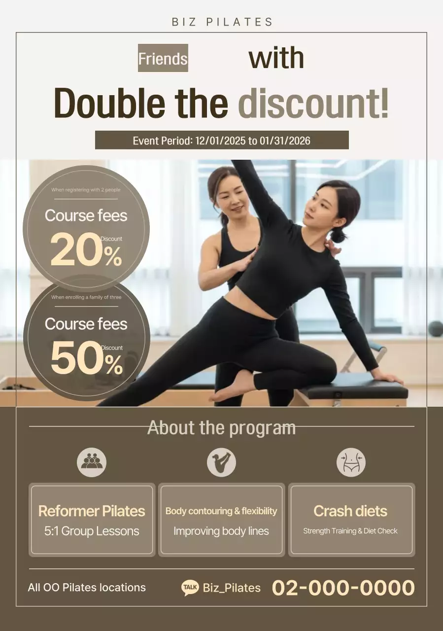 Beige Modern Pilates Discount Event