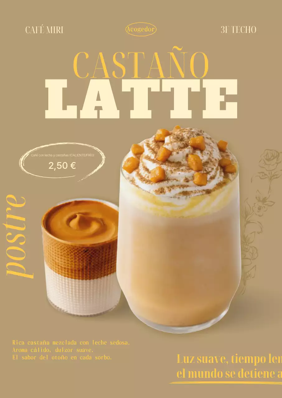 Anuncio de cafetería moderna beige