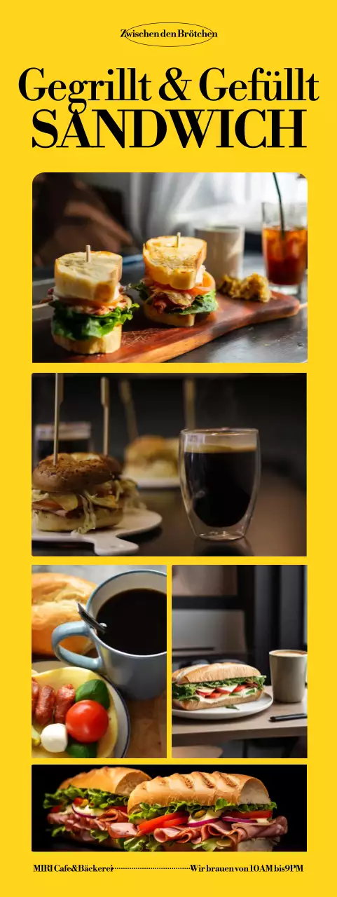 Gelbe moderne Sandwich-Anzeige