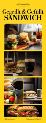 Gelbe moderne Sandwich-Anzeige