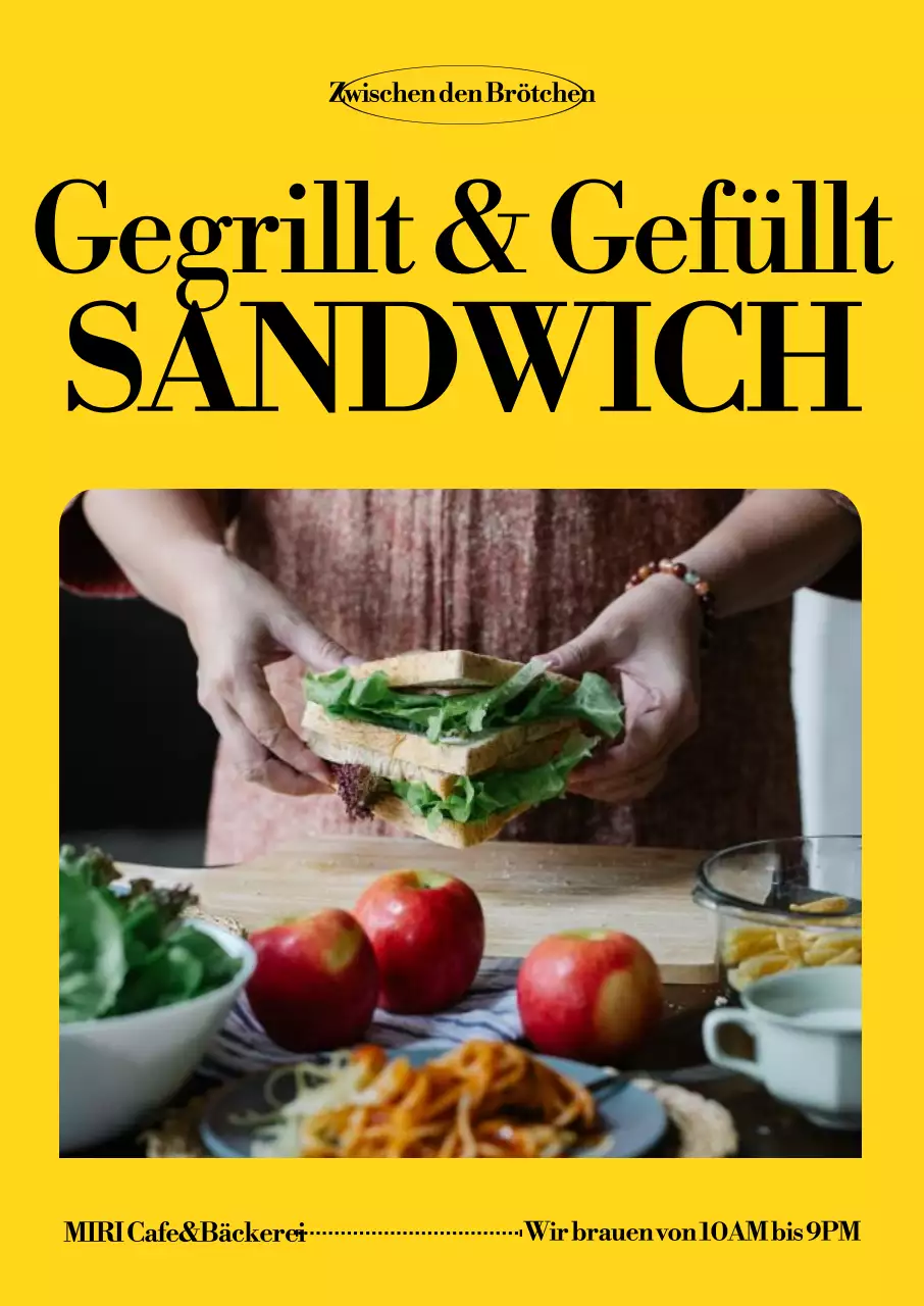 Gelbe moderne Sandwich-Anzeige