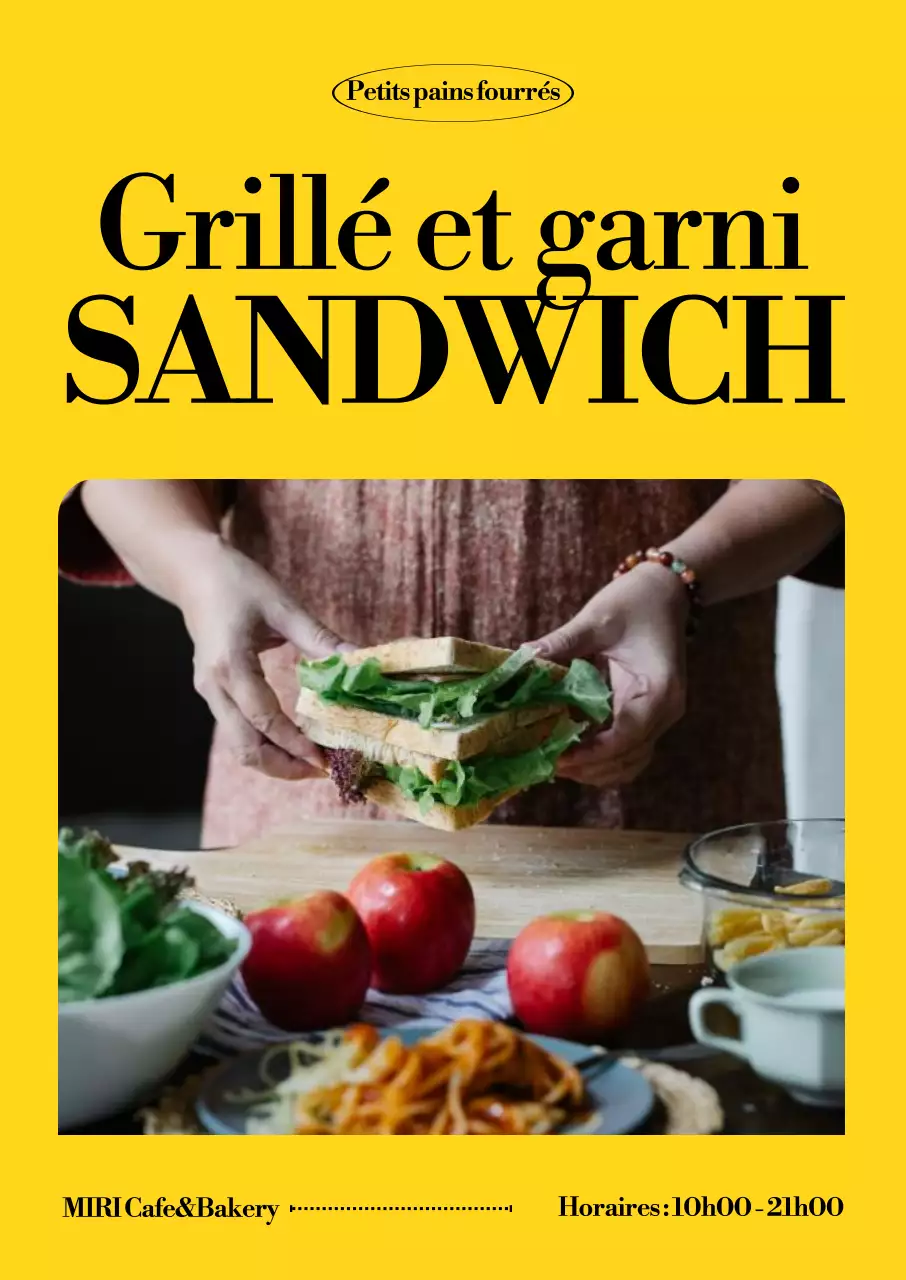 Publicité pour un sandwich moderne jaune