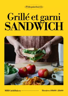 Publicité pour un sandwich moderne jaune