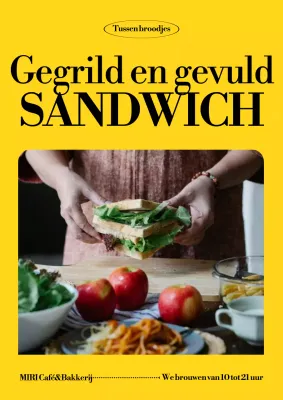 Gele moderne sandwichadvertentie