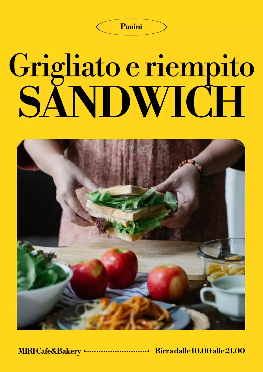 Pubblicità del panino moderno giallo
