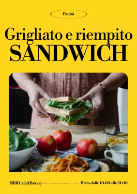 Pubblicità del panino moderno giallo