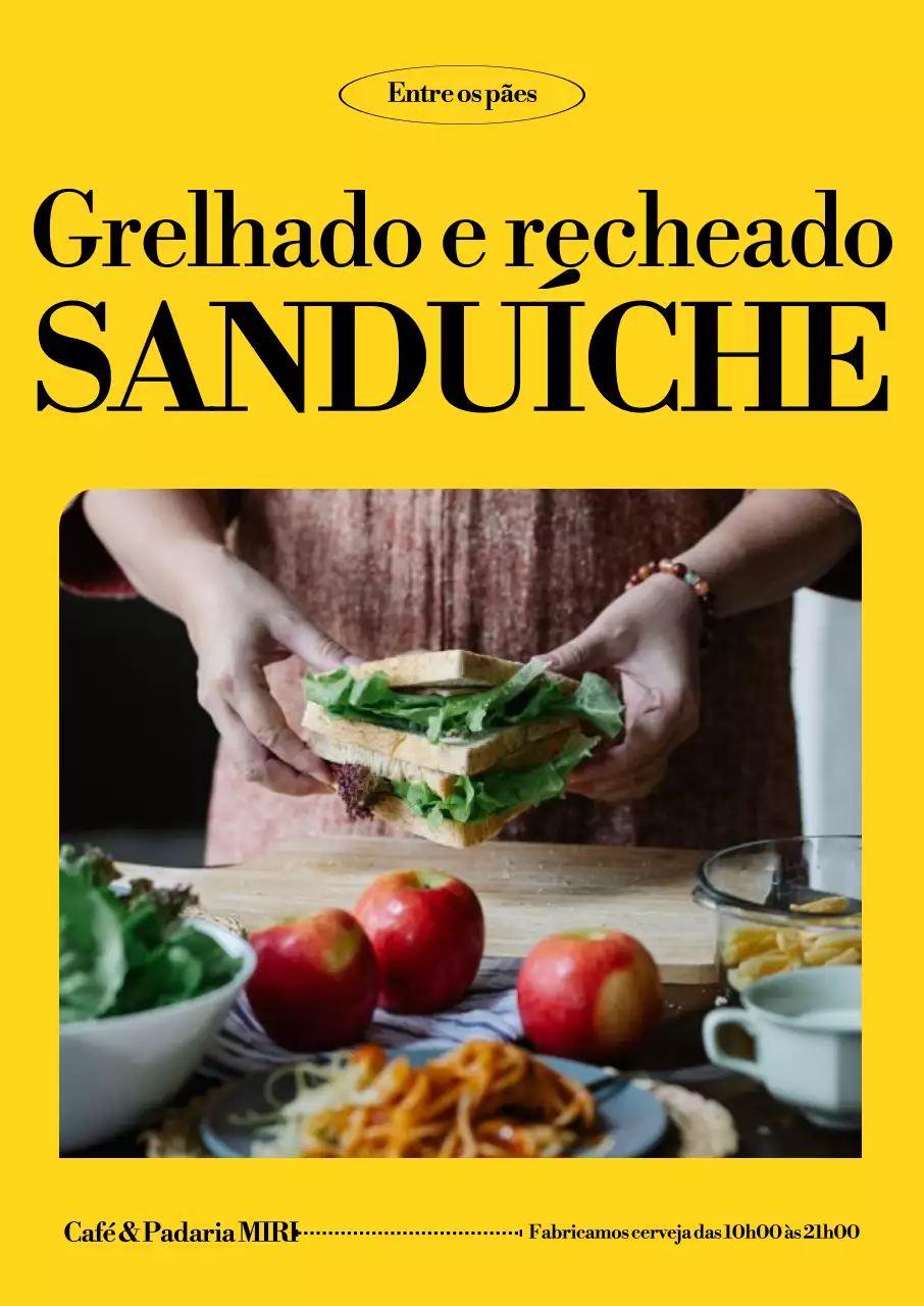 Anúncio de sanduíche moderno amarelo