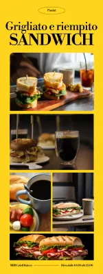 Pubblicità del panino moderno giallo