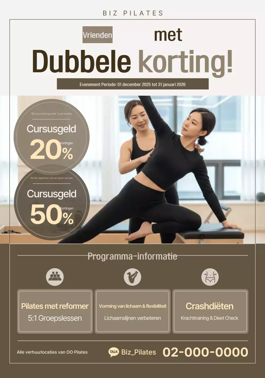 Beige Modern Pilates Kortingsevenement