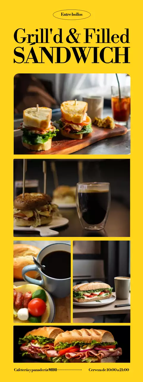 Anuncio de sándwich moderno amarillo