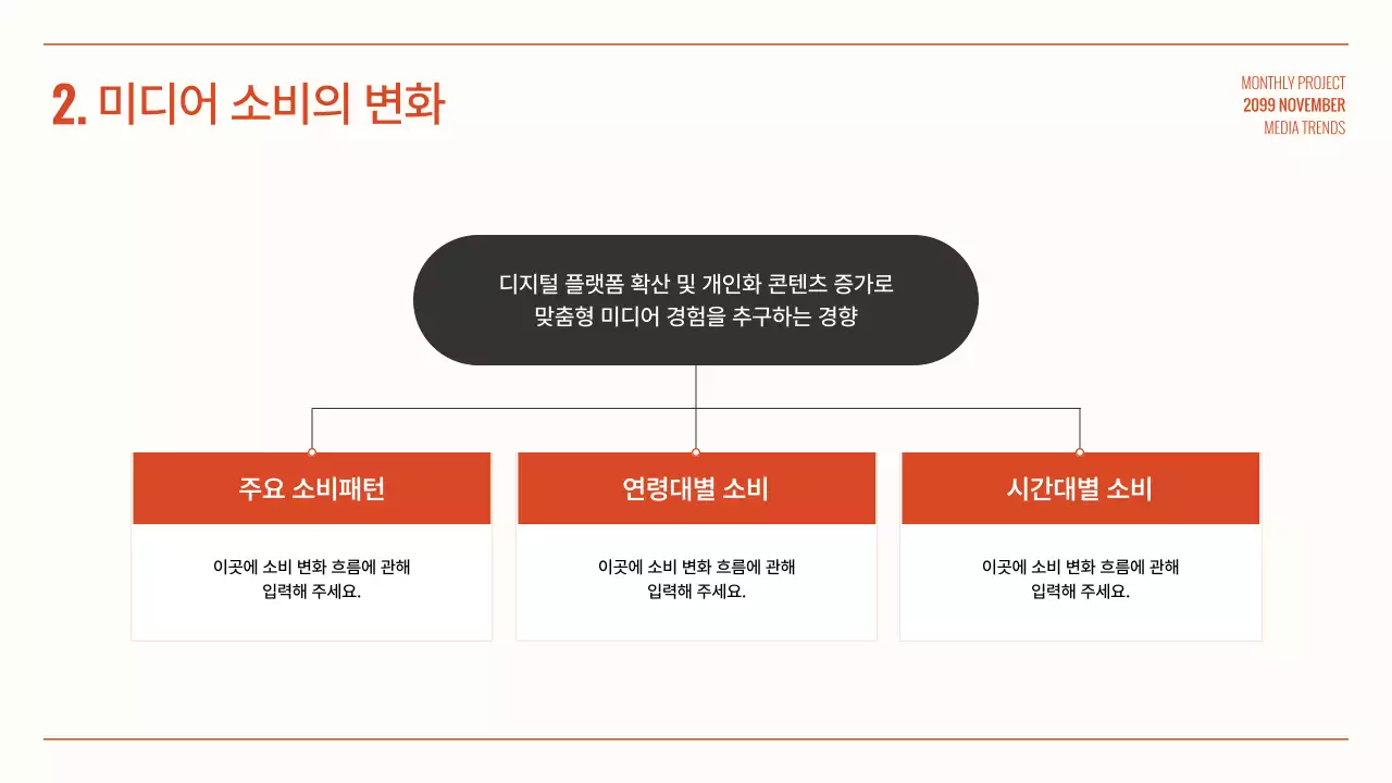 주황 심플 미디어 보고서