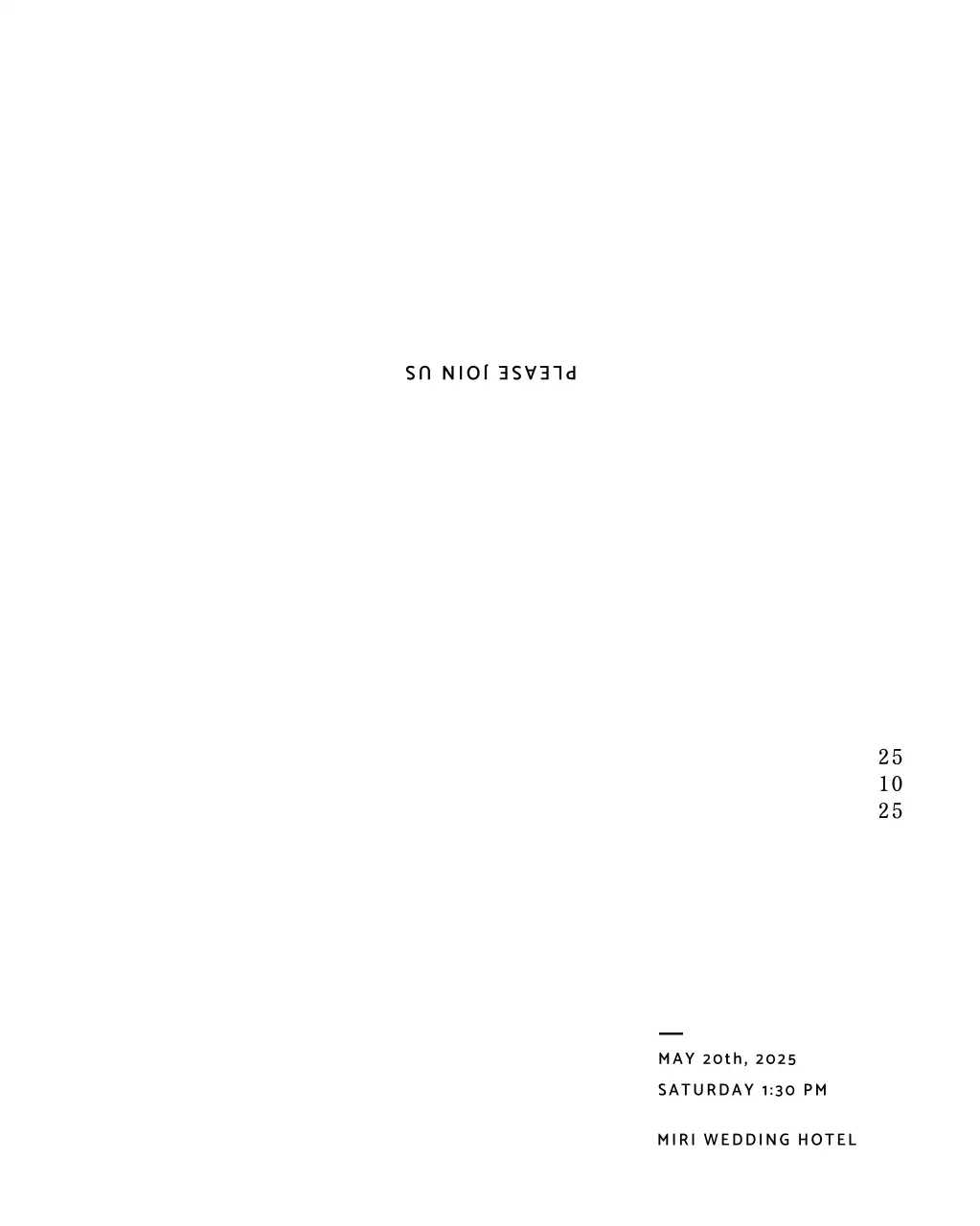 흰색 미니멀 결혼 초대장