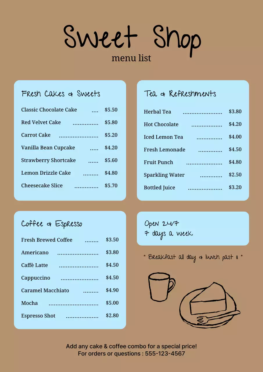 Brown Minimal Menu Information