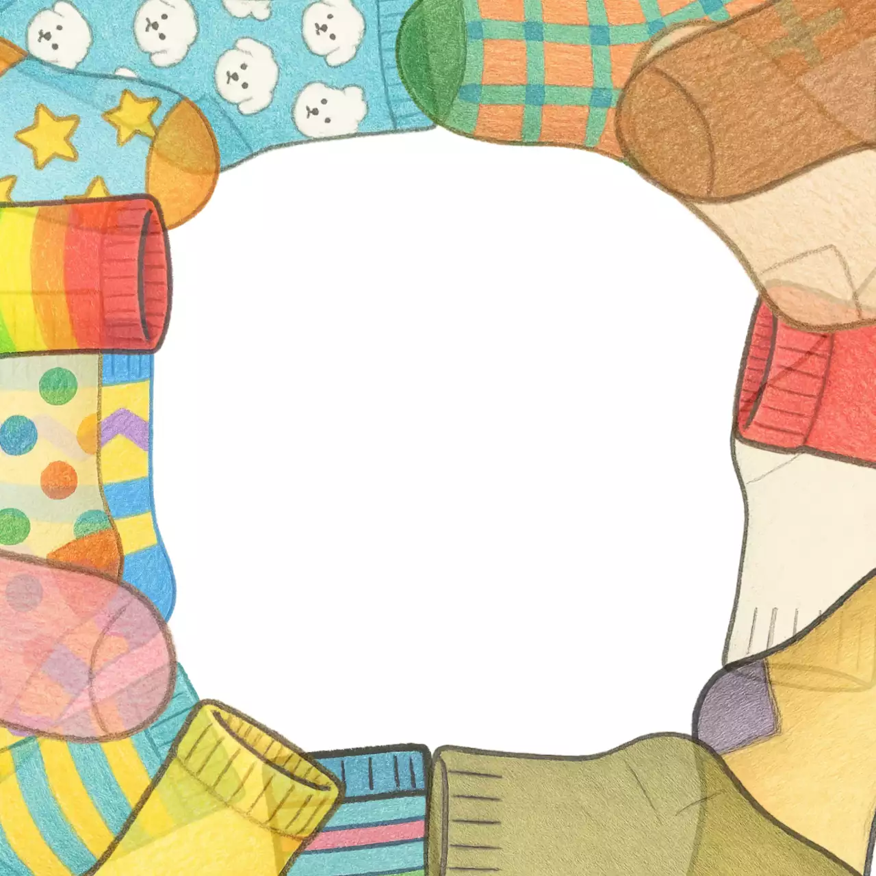 빨강 분홍 무지개 빛 트렌드 패션 아이템 양말찾기 첼린지