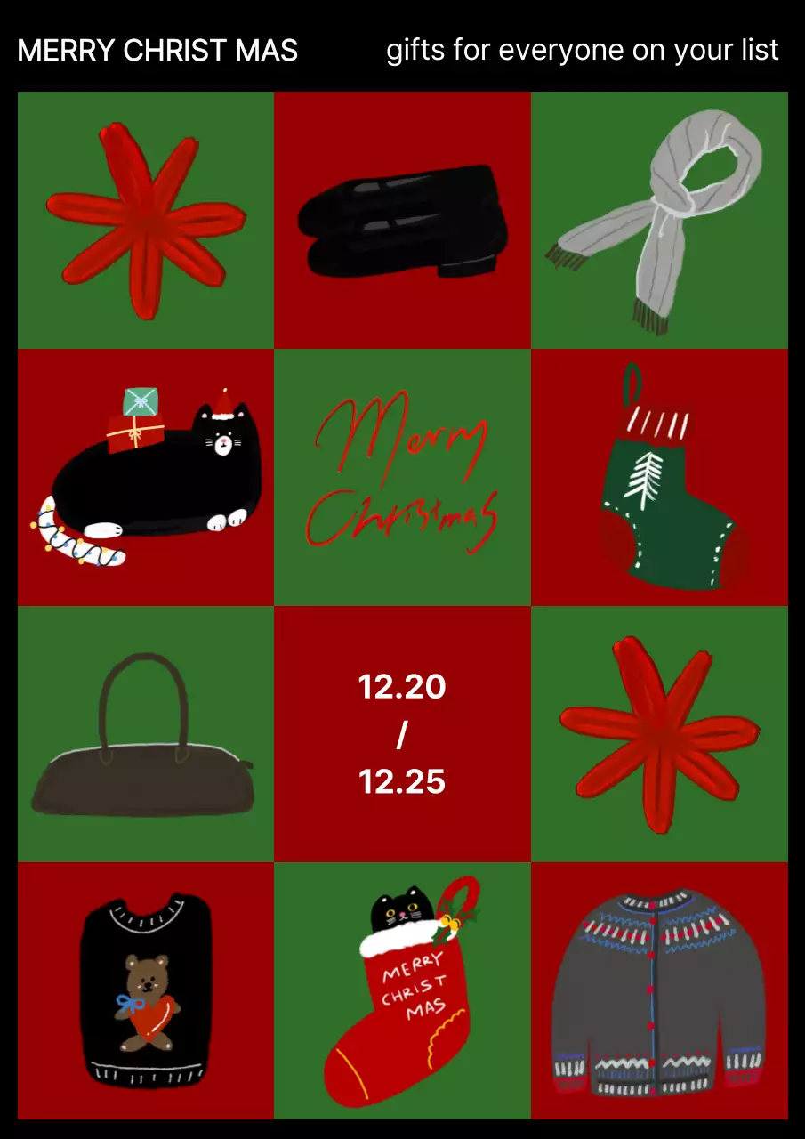 빨강 빈티지 크리스마스 행사