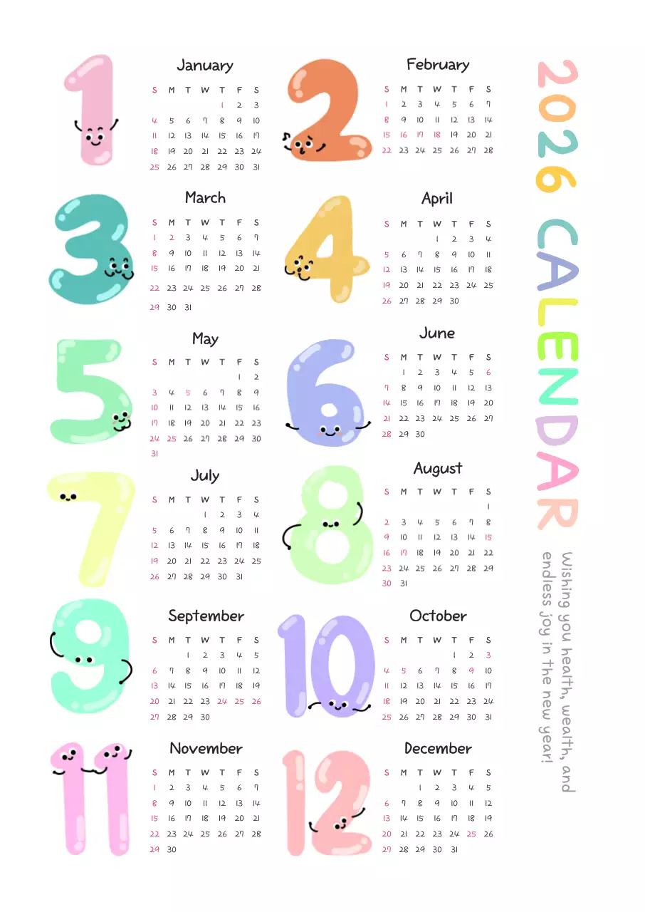 파스텔 아기자기한 달력 캘린더