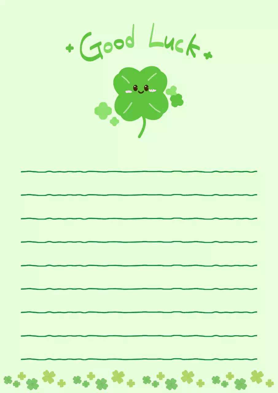 연두색 네잎클로버 행운 편지 메모지
