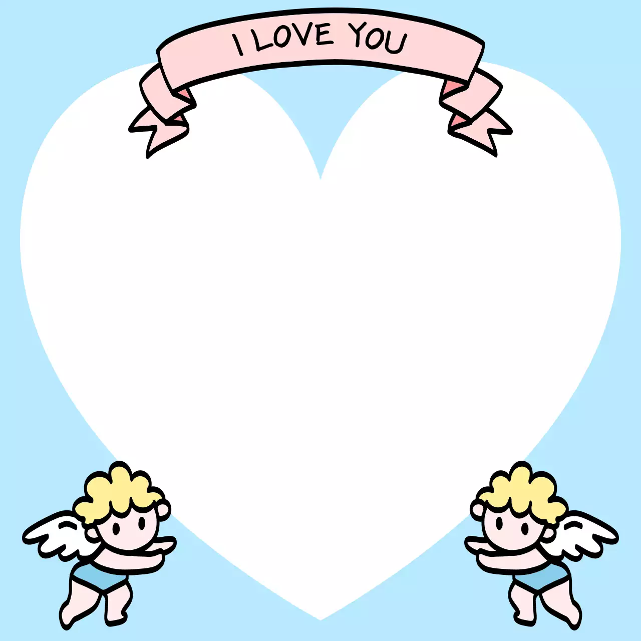 하늘색 아기자기한 사랑 메모 문구