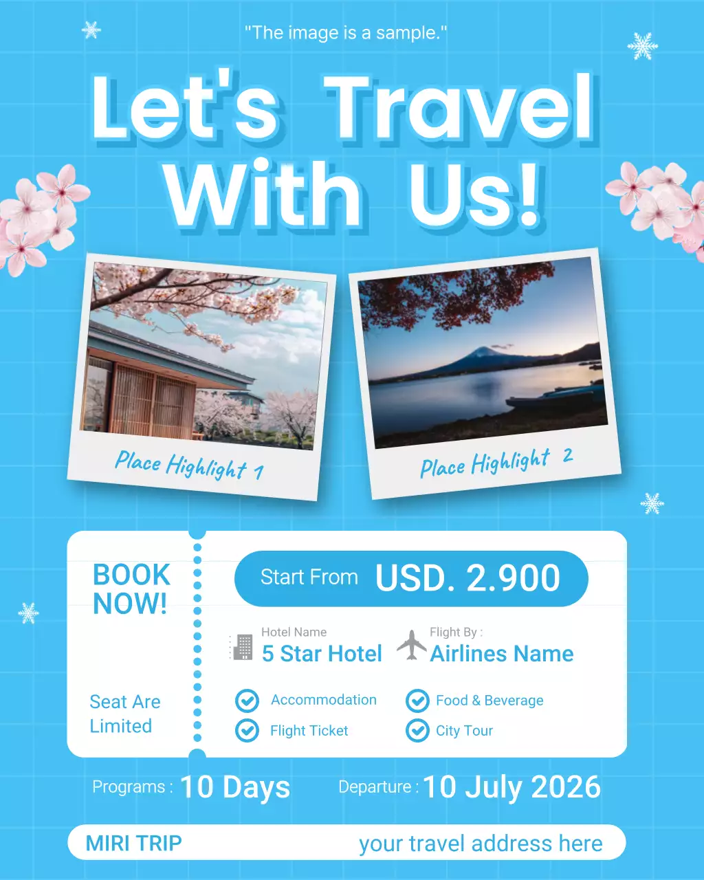 blue modern travel advertisement