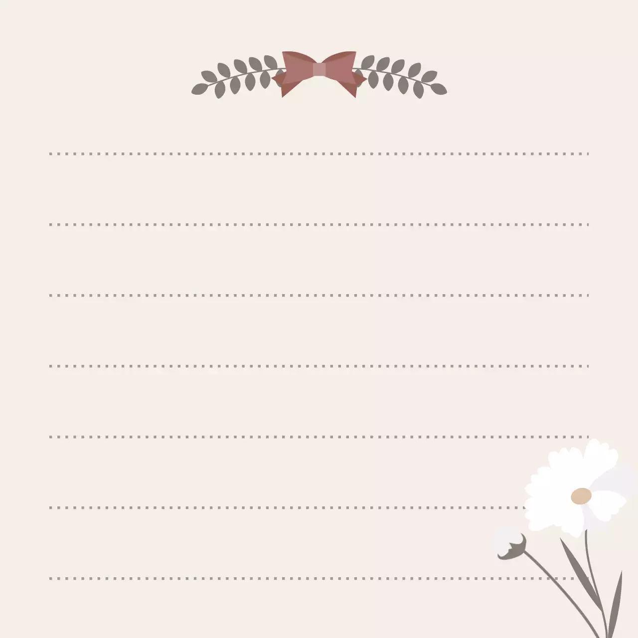 베이지 심플 꽃 편지