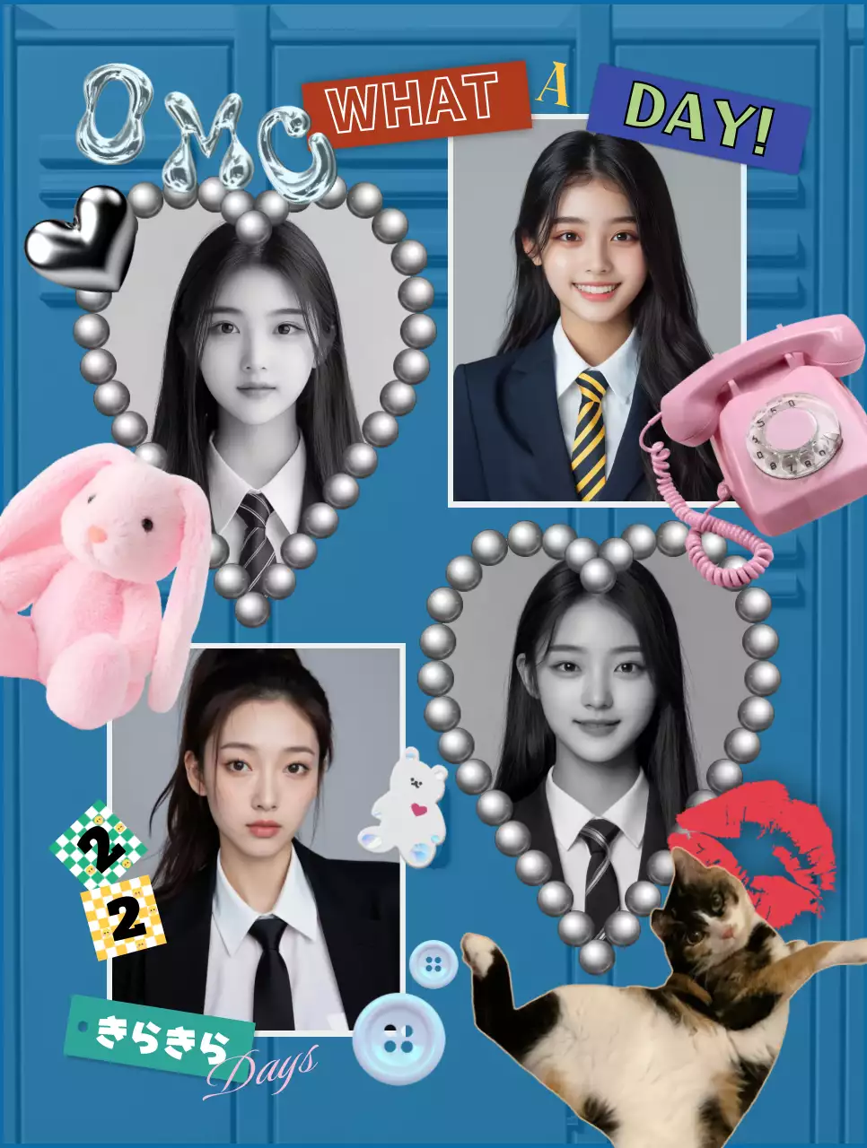 青 ポップ 学校 ポスター ビンテージ