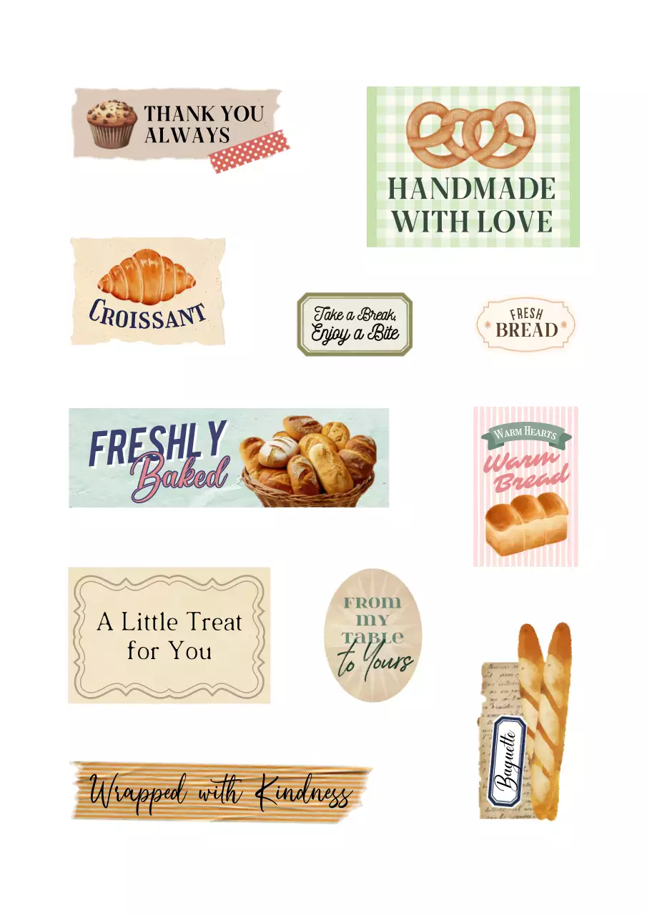 ベージュ クラフト ベーカリー ラベル ビンテージ