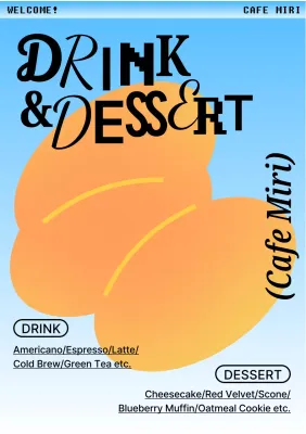 Blue Trendy Cafe Menu Poster