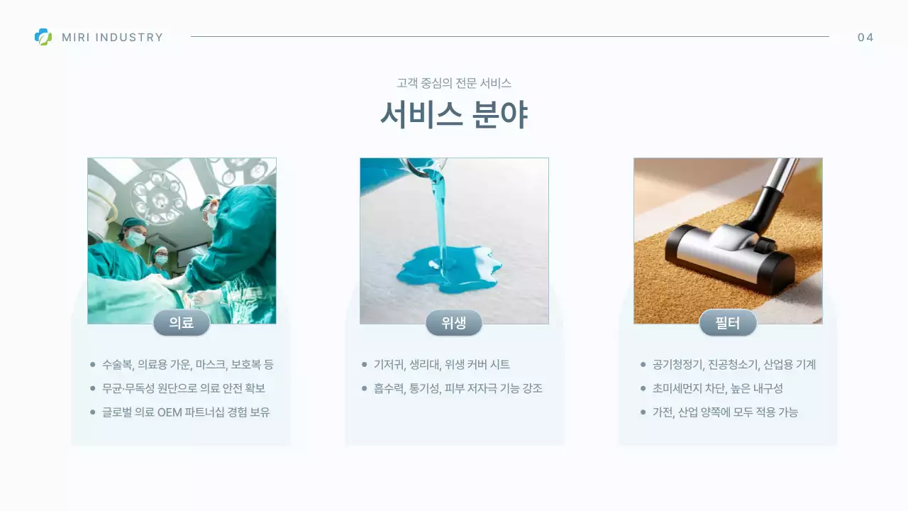 하늘색의 모던한 의료 제품 소개서