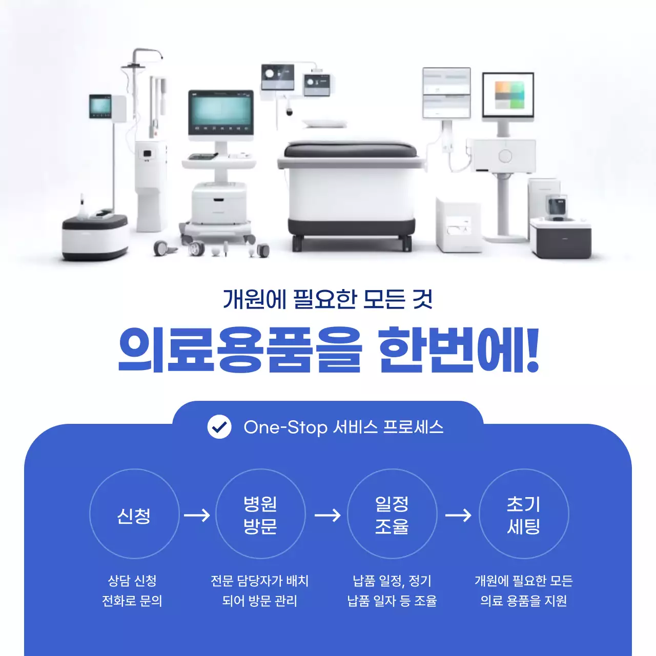 파랑 모던 의료 장비 홍보