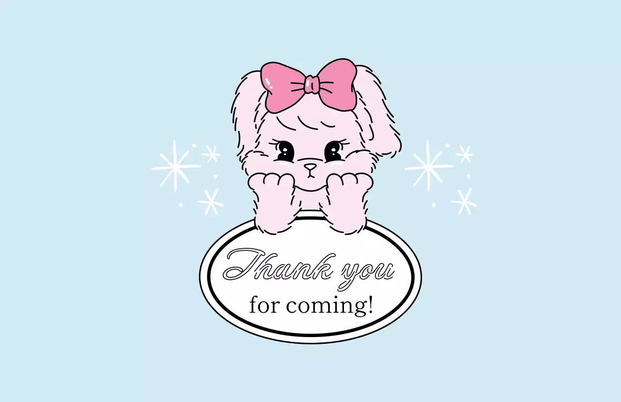 하늘색 아기자기한 감사 인사