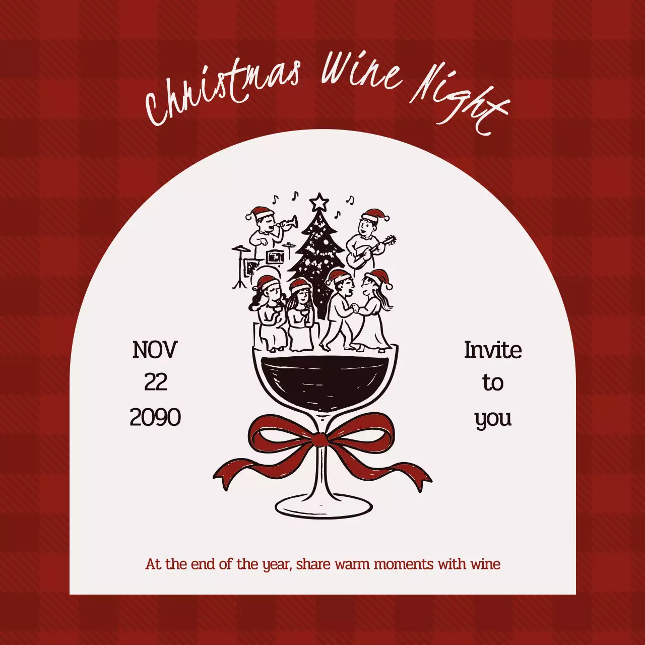 빨강 빈티지 크리스마스 초대장