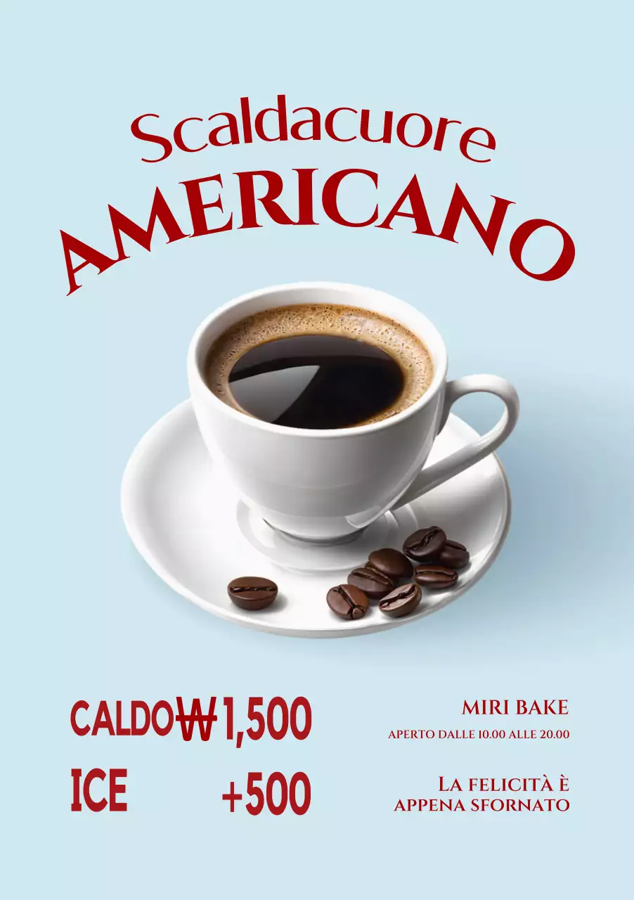 Pubblicità del caffè moderno blu cielo