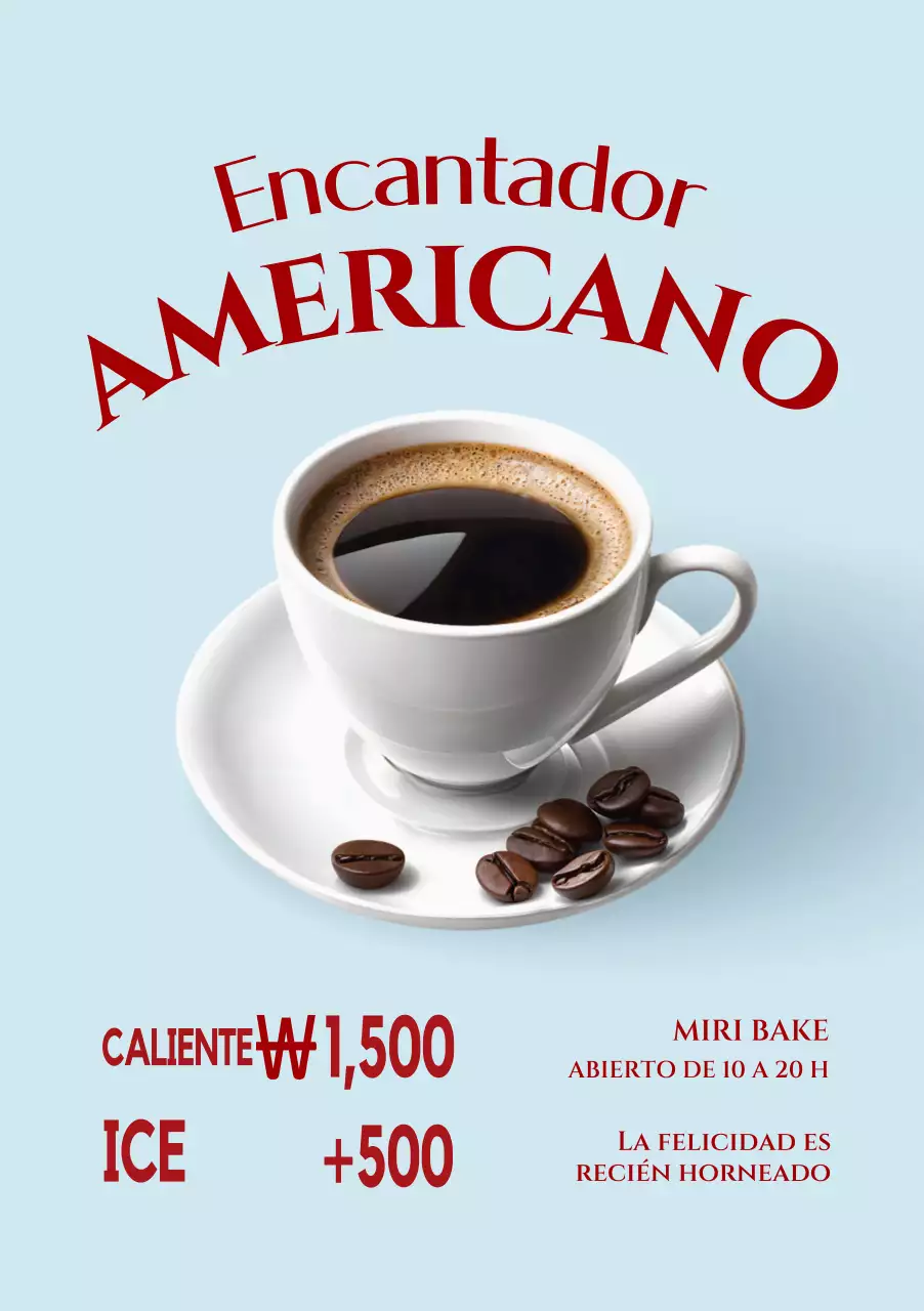 Anuncio de café moderno azul cielo