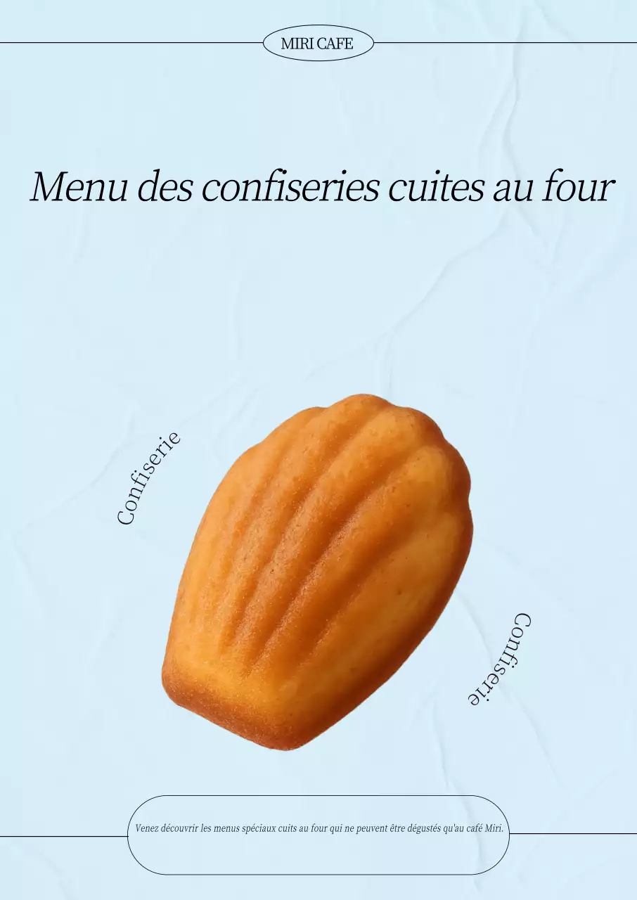 Menu simple de la boulangerie Sky Blue