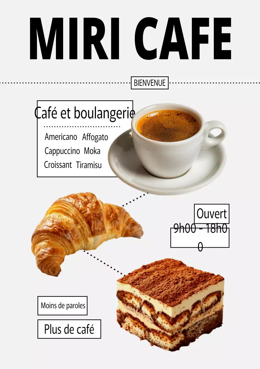 Promotion du menu du White Modern Cafe