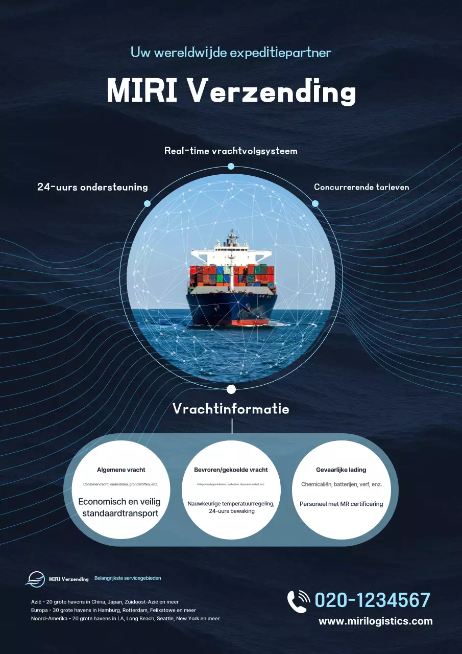 Blauwe moderne logistieke advertentie