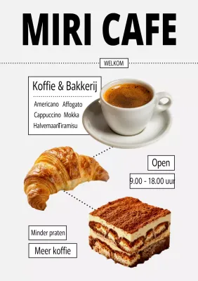 Promotie van het witte moderne cafémenu