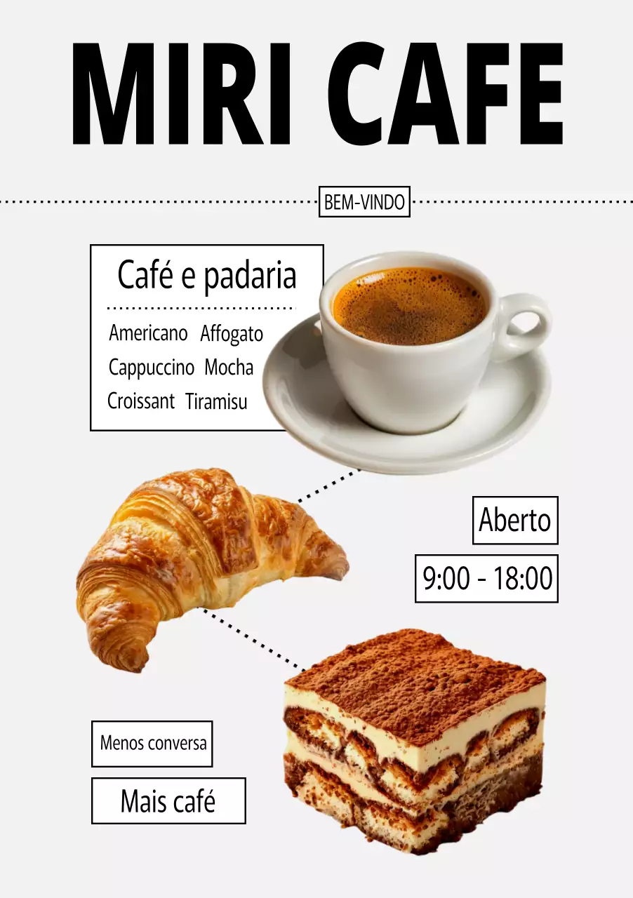 Promoção do cardápio do White Modern Cafe