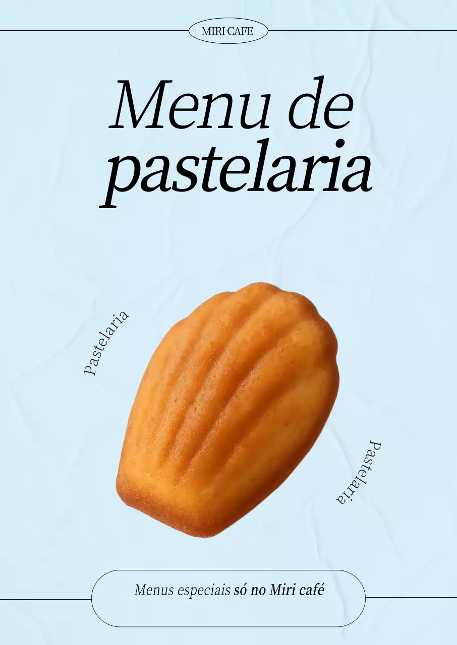 Cardápio da Padaria Simples Azul Celeste
